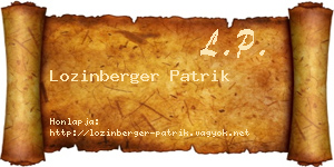 Lozinberger Patrik névjegykártya